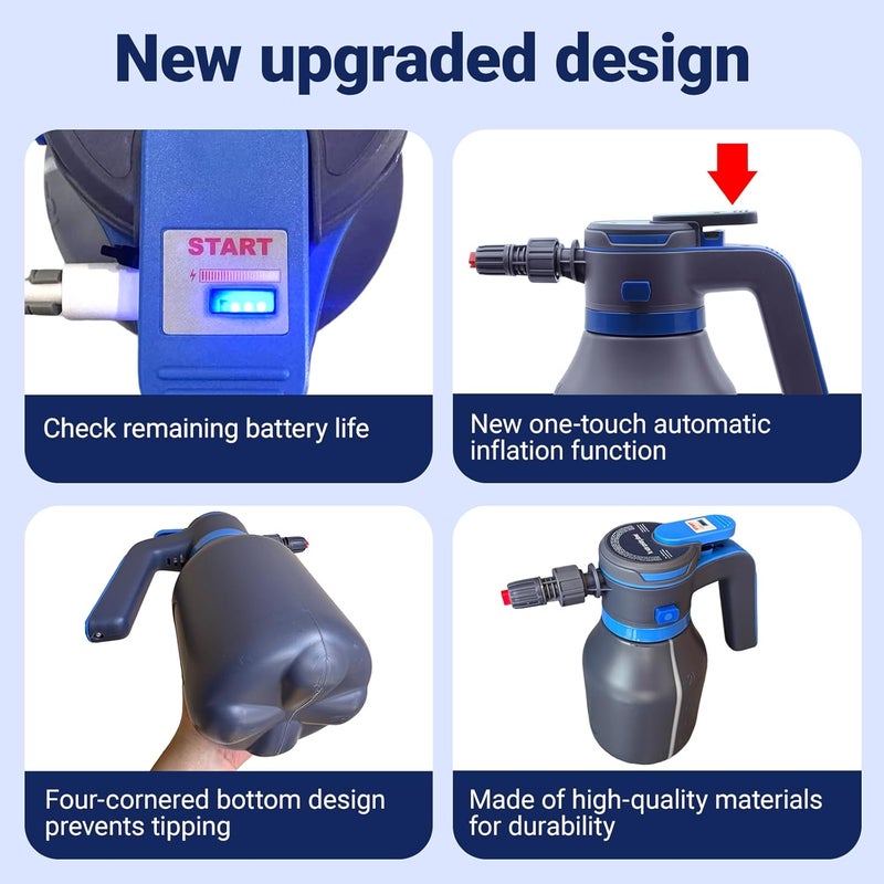 YDFL Electric Foam Sprayer 2L,75PSI Electric Pressurized Foam Sprayer for Car Washing,Rechargeable Pump Sprayer with 2 Modes,Suitable for Car Cleaning Detailing Home Garden - Image 3